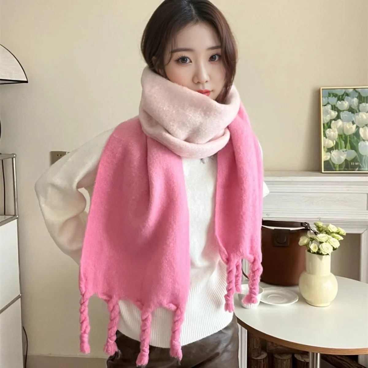 

Thickened and Lengthened Scarf High-end Scarf Shawl Autumn and Winter Warm Scarf