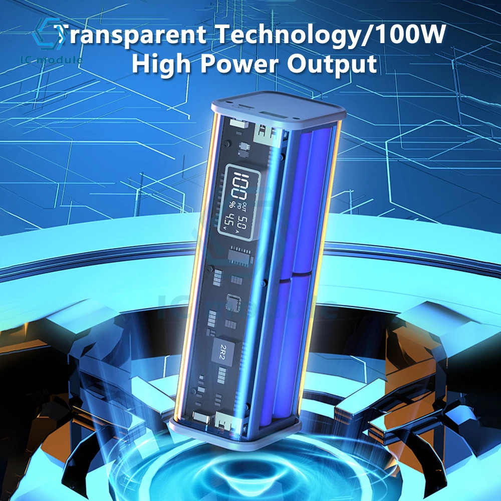 DIY Kits Power bank Box 8-Section 18650 Mobile Power Supply Shell Pd22.5W Mecha Transparent Shell Diy Power Bank