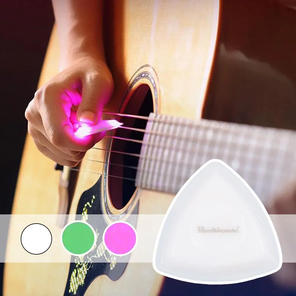 Pick gitar bercahaya LED Z4G1, instrumen musik pilihan bercahaya, plektrum sentuh plastik Food Grade