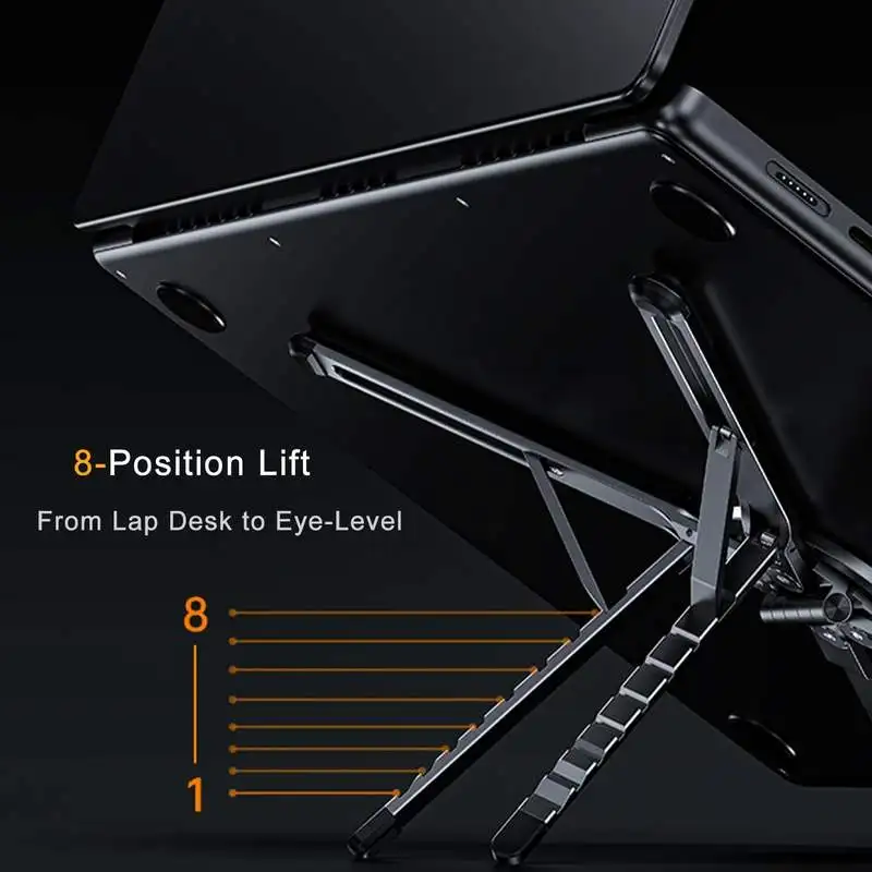 3 in 1 Magnetic Laptop Stand Portable Foldable Phone Holder Aluminum Alloy Ipad Holder for Travel for Desk Use view 4