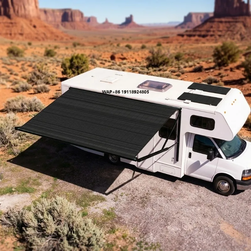 SA5900 Solar Powered RV Awning Flexible Fabric Waterproof UV Resistant Off Grid Camping for Camper Van Motorhome