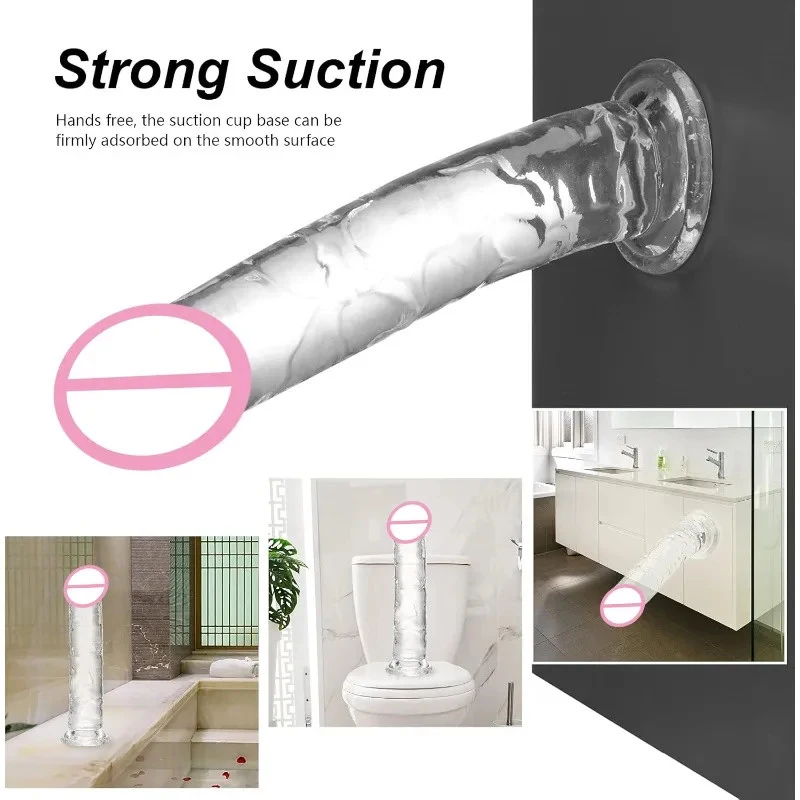 Realistic Soft Jelly Dildo Transparent Suction Cup Strong Grip Flexible Intimate Toy for Women Solo Couple Play - Image 3