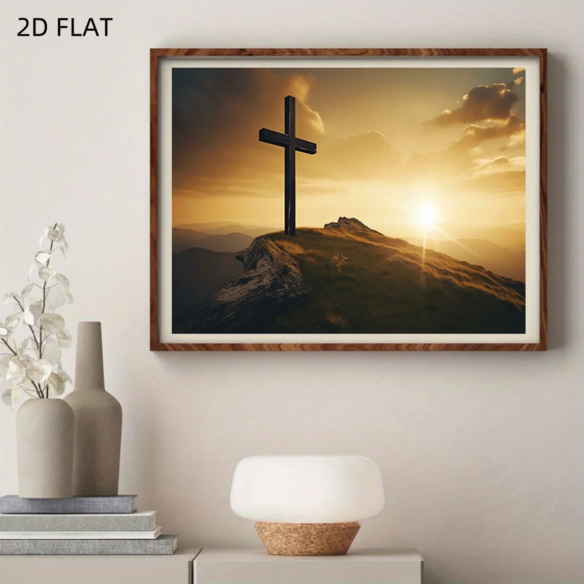 1pc Vintage Cross Wall Art Print - Frameless Religious Picture Suitable for Home Church Chapel Office Prayer Room Decor - Spi