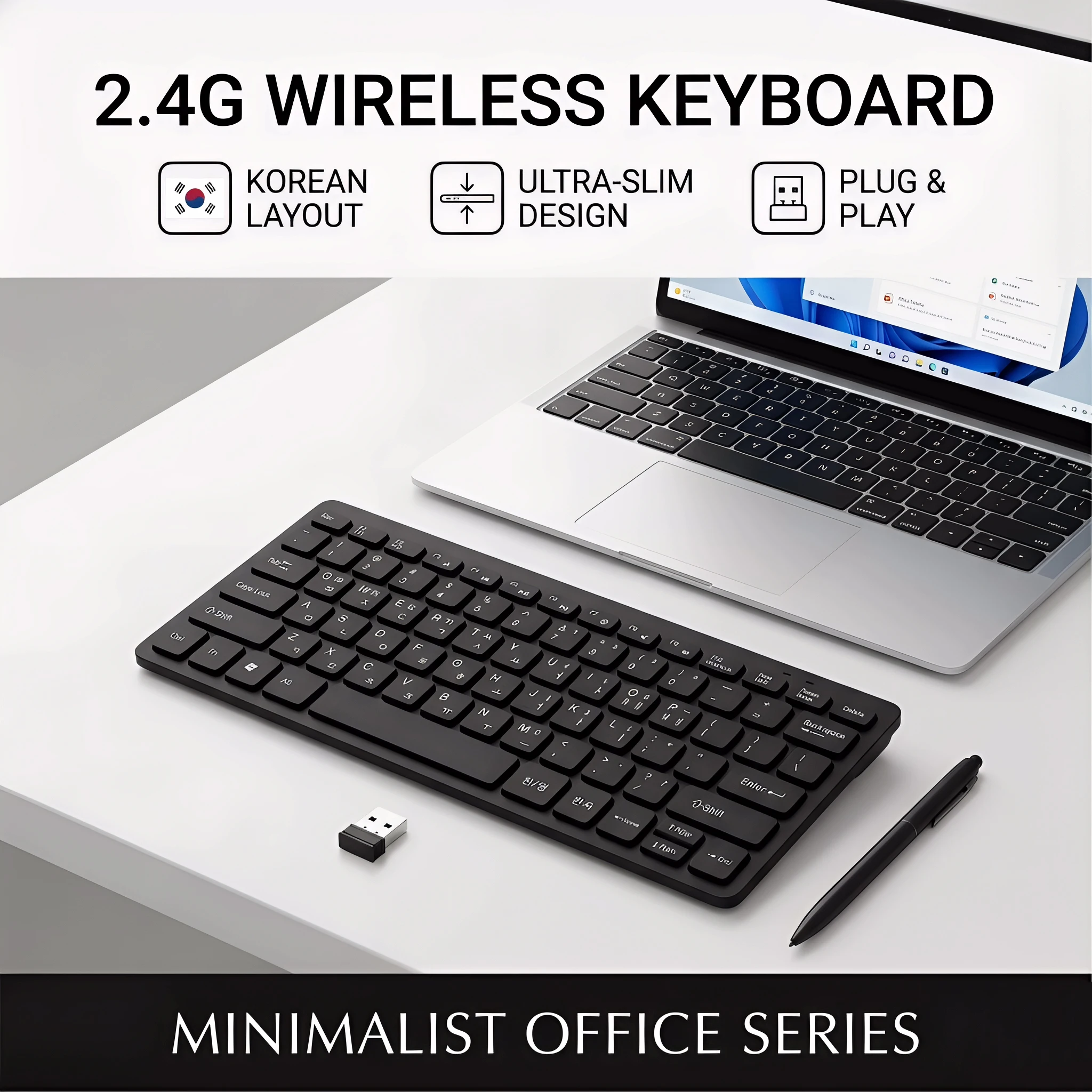 Korean 2.4G Wireless Keyboard Only Protable Mini Keyboard For Notebook Laptop Desktop PC