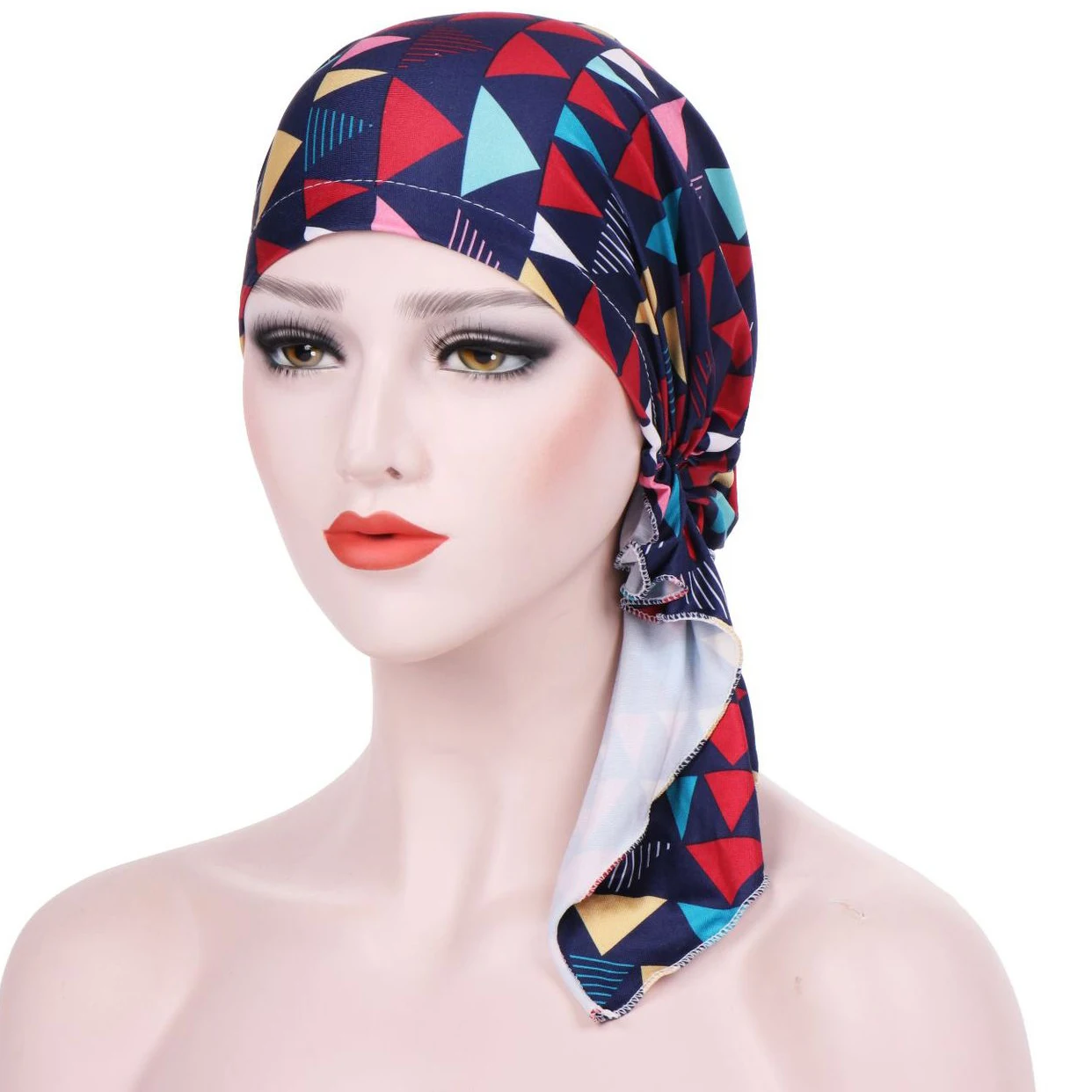Fashion Print Muslim Hijabs Turban Bonnet Long Tail Head Wraps Elastic Hijab Hats Breathable Chemo Cap For Women Girls
