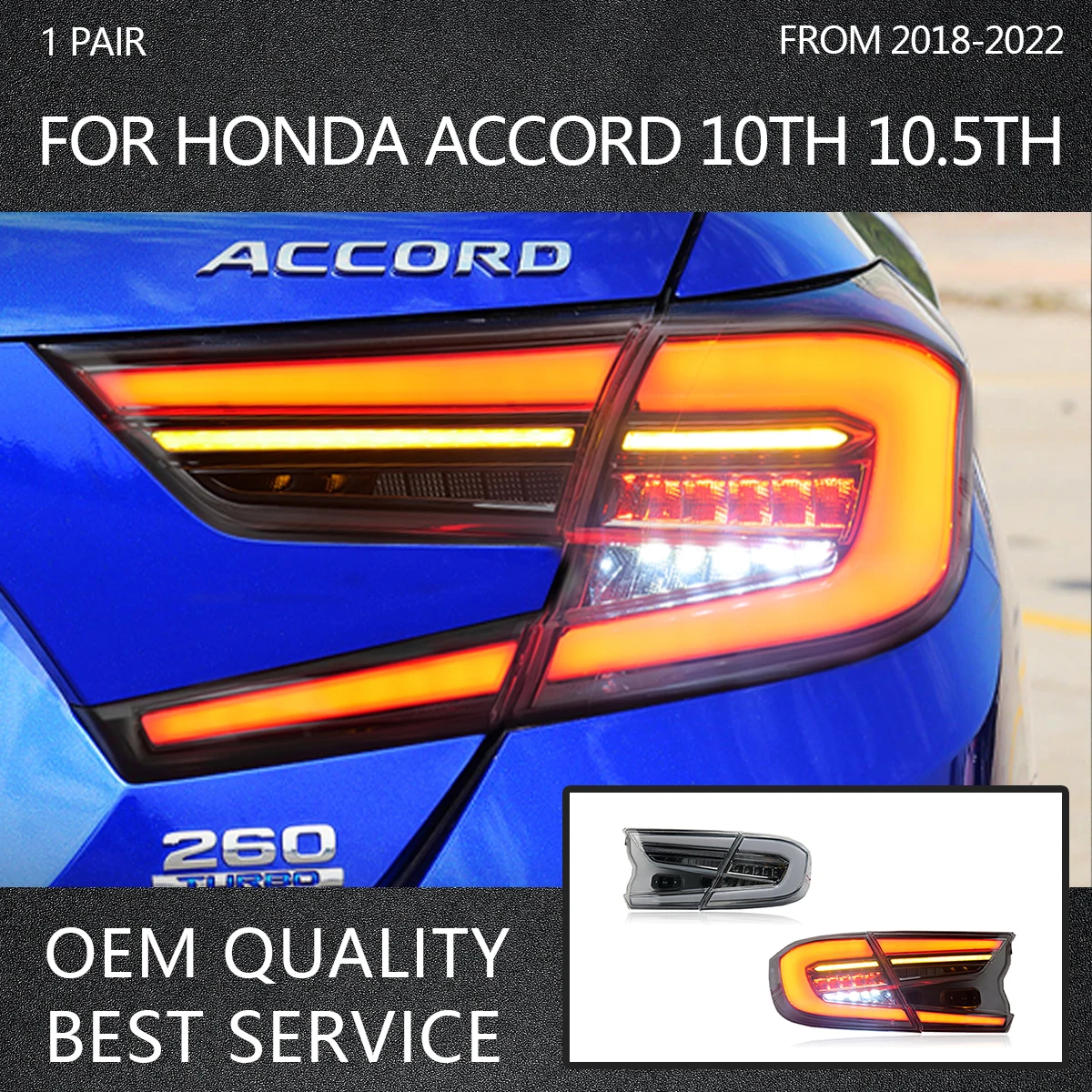 18-22 ten generations of Accord modified tail light assembly low upgrade 10.5 generation of all LED water steering