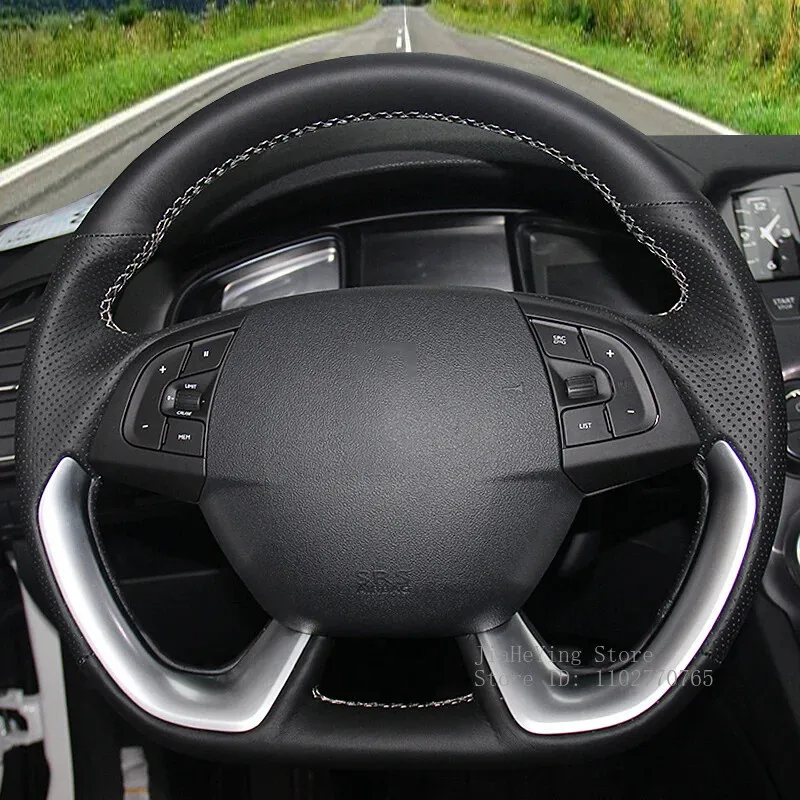 

Hand Sewn Non-slip Breathable Leather Hand-stitched Steering Wheel Cover For Citroen DS5 DS 5 DS5LS DS Car Interior Accessories