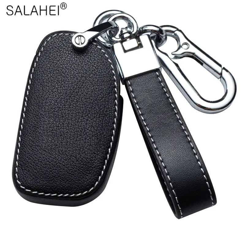 Leather Car Key Case Bag For Hyundai ix25 ix35 i10 i30 Solaris Tucson Sonata Santa Fe Sport Mistra Elantra Creta Verna 2015-2018