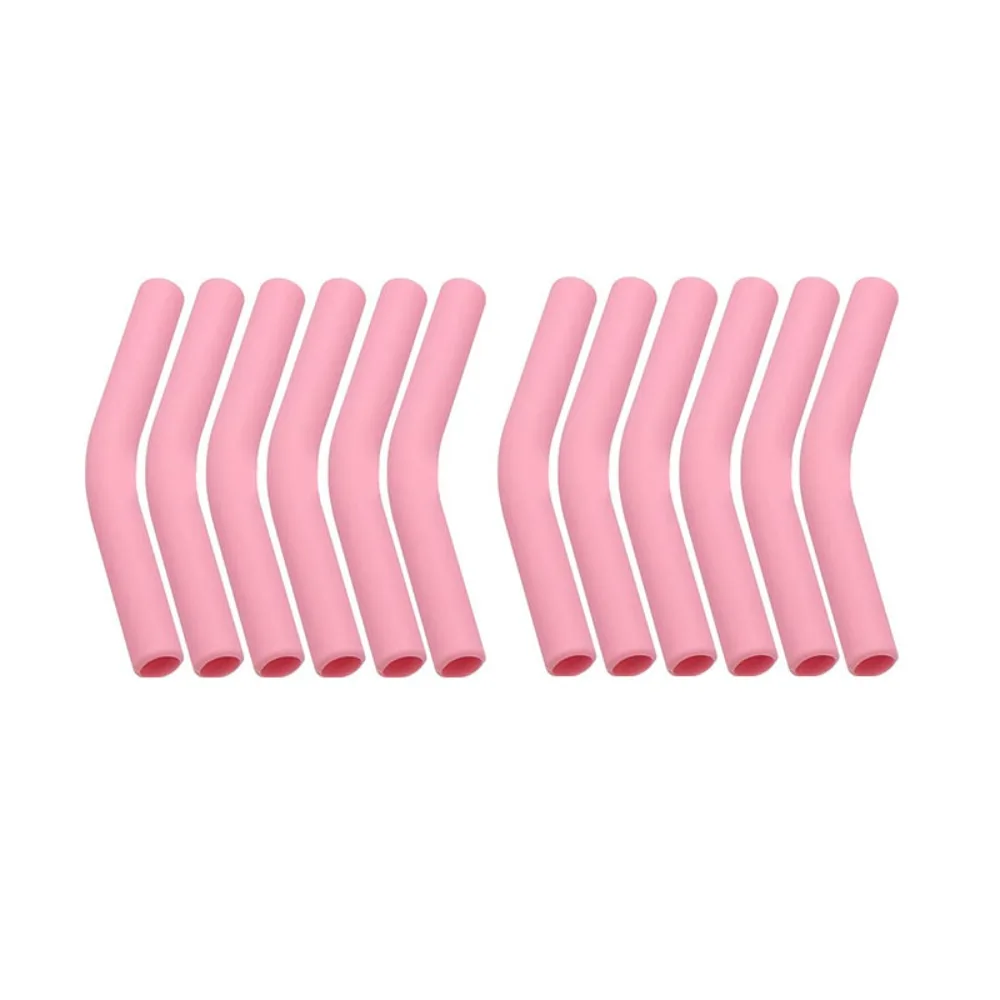 

12pcs Food Grade 8MM Metal Straws Tips Cover Curved Silicone Straw Topper Reusable Straw Cover Party