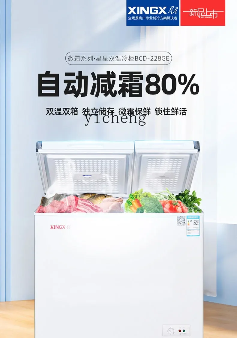 228 L Double Temperature Freezer Freeze Storage Freezer Household Small Horizontal Refrigerator
