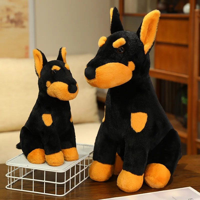 

Плюшевая игрушка-подушка Доберман Пинчер 30/45/55 см в сидячей позе, реалистичная, кавайная, идеальный подарок для любителей собак, декор для дома и дивана