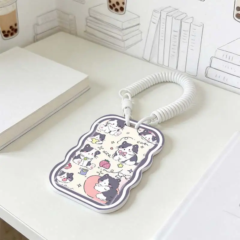 Card Protective Case for Kpop Photocard Holder Student Bus/Meal Card Protection Case Stretchable Spring Cord Photo Protector