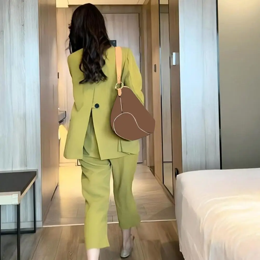 Everyday Suit Coat Elegant Women's Double Breasted Suit Jacket with Flap Pockets Casual Everyday Business Outwear Coat