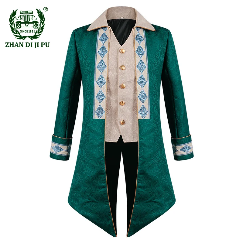 Men's Steampunk Medieval Tailcoat Gothic Victorian Jacquard Overcoat Tailcoat Trench Vintage Jacquard Outfit Cloak Coat for Men