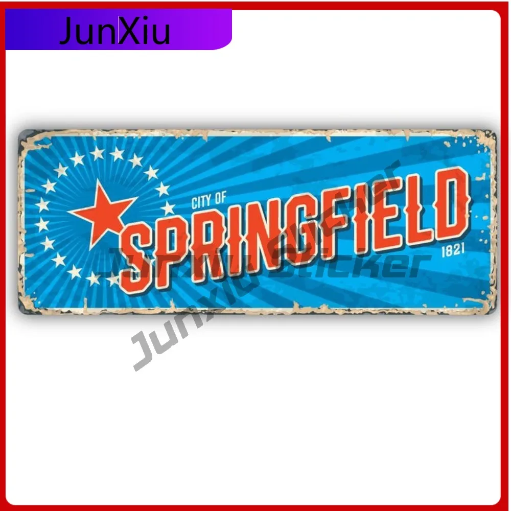 Springfield Illinois Travel Vintage Art Design Vinyl Sticker Vacation Travel Cities Countries Car Truck Bumper Water Bottle Wate
