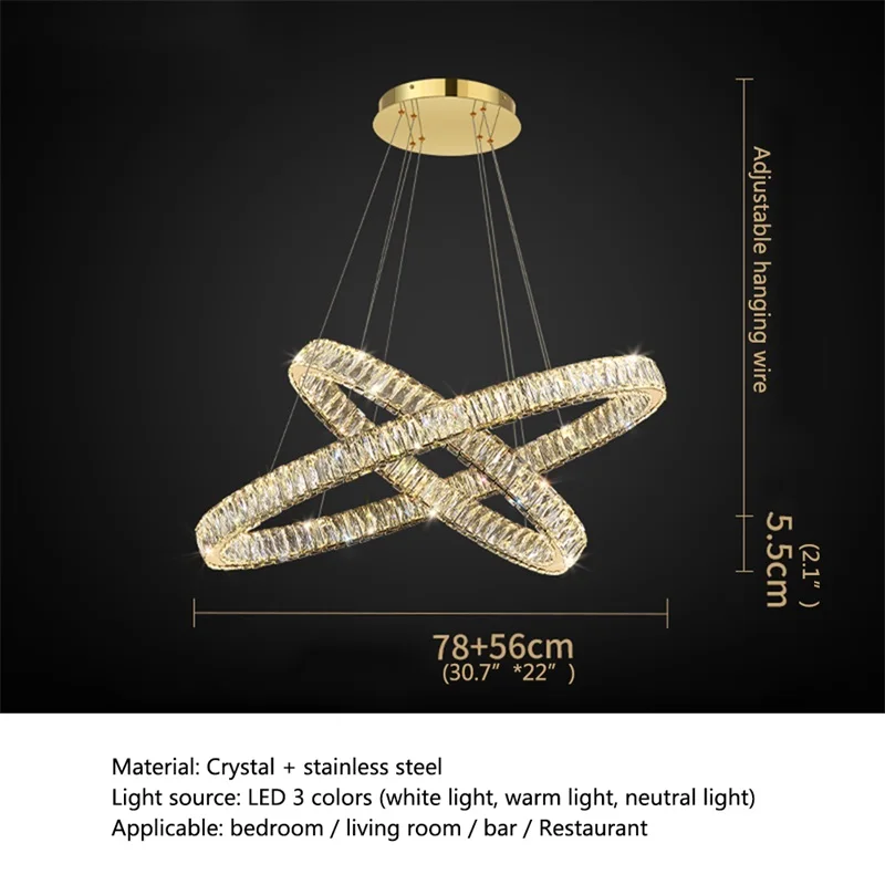 AFRA European Pendant Lamp Luxury Crystal Round Rings LED Fixtures Decorative Chandelier For Dinning Room Bedroom