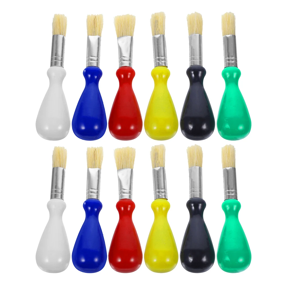 

12pcs Paint Brushes Kids Artists Watercolor Painting Tools Bristles Easy Control Bulk Supplies
