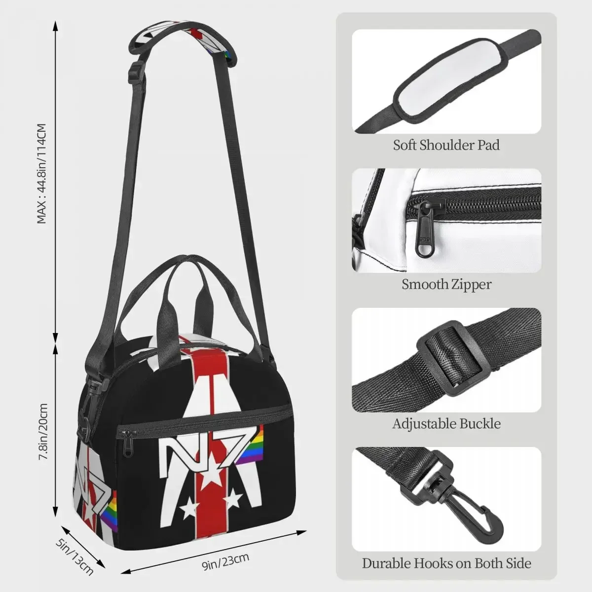N7 Pride, Mass Effect Insulated Lunch Bag for Kids School Cooler Thermal Box Tote Leakproof Lunch Boxes
