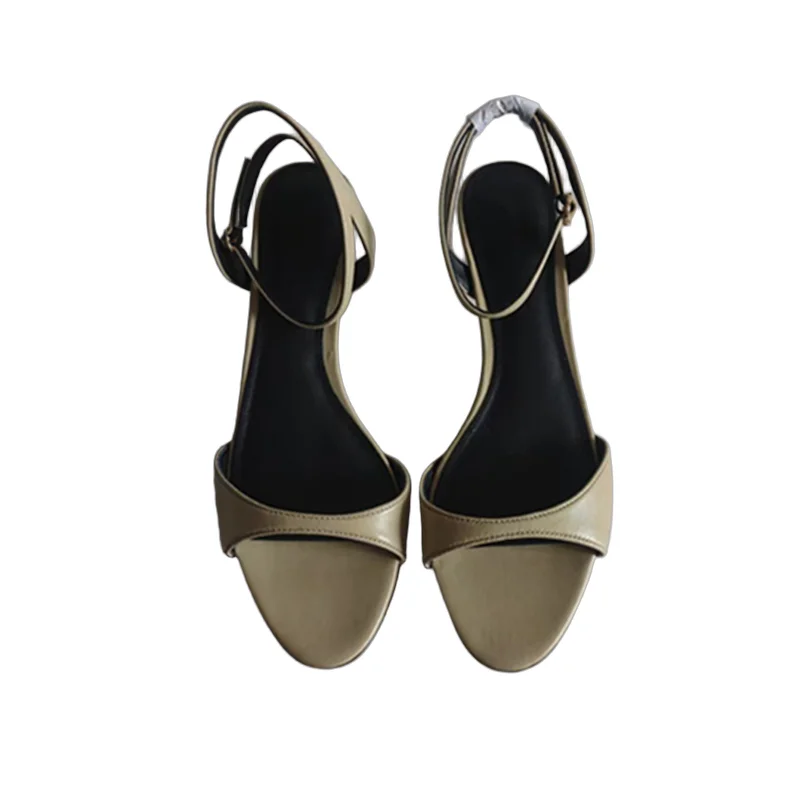 

Withered Minimalist Italian Sheepskin Women's Sandals Shoes 2025 Summer Heel Shoes French Elegant Commuting Sandals Women