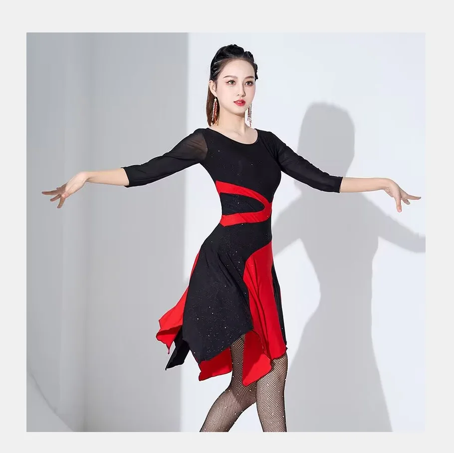 1 pcs/lot femme mode patchwork robe de danse latine dame cha cha tango robe de danse