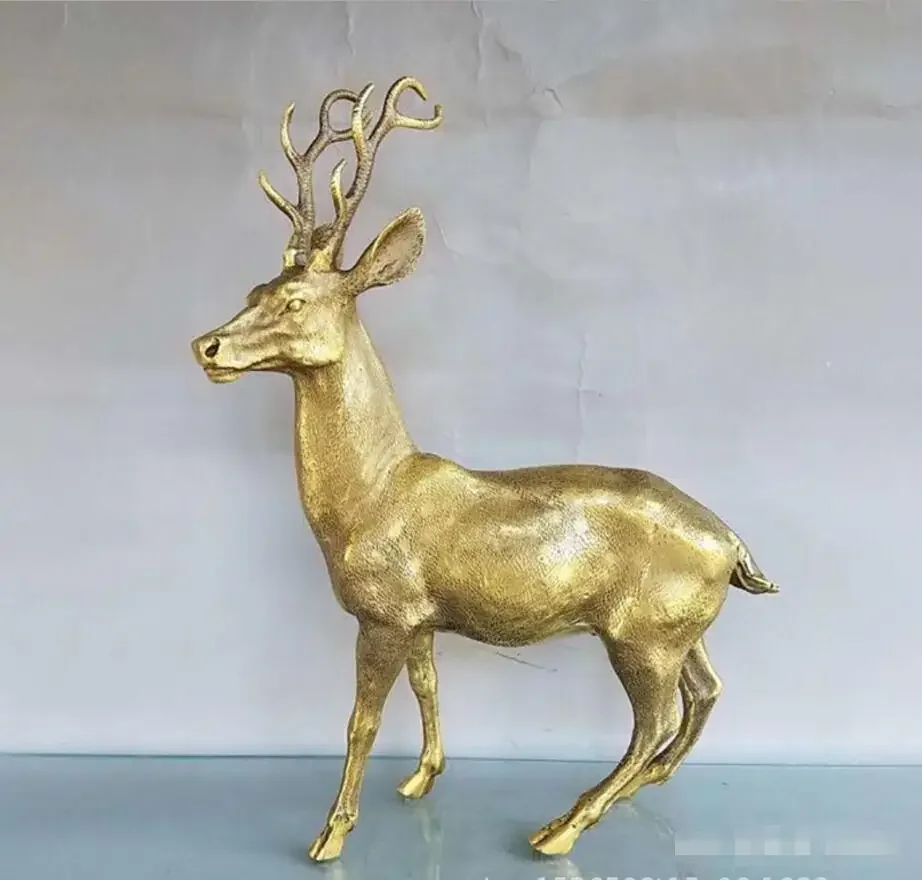 Copper Statue   Direct sale and wholesale of brass Sika Deer handicrafts, home furnishings, pure copper creative Sika Deer furni