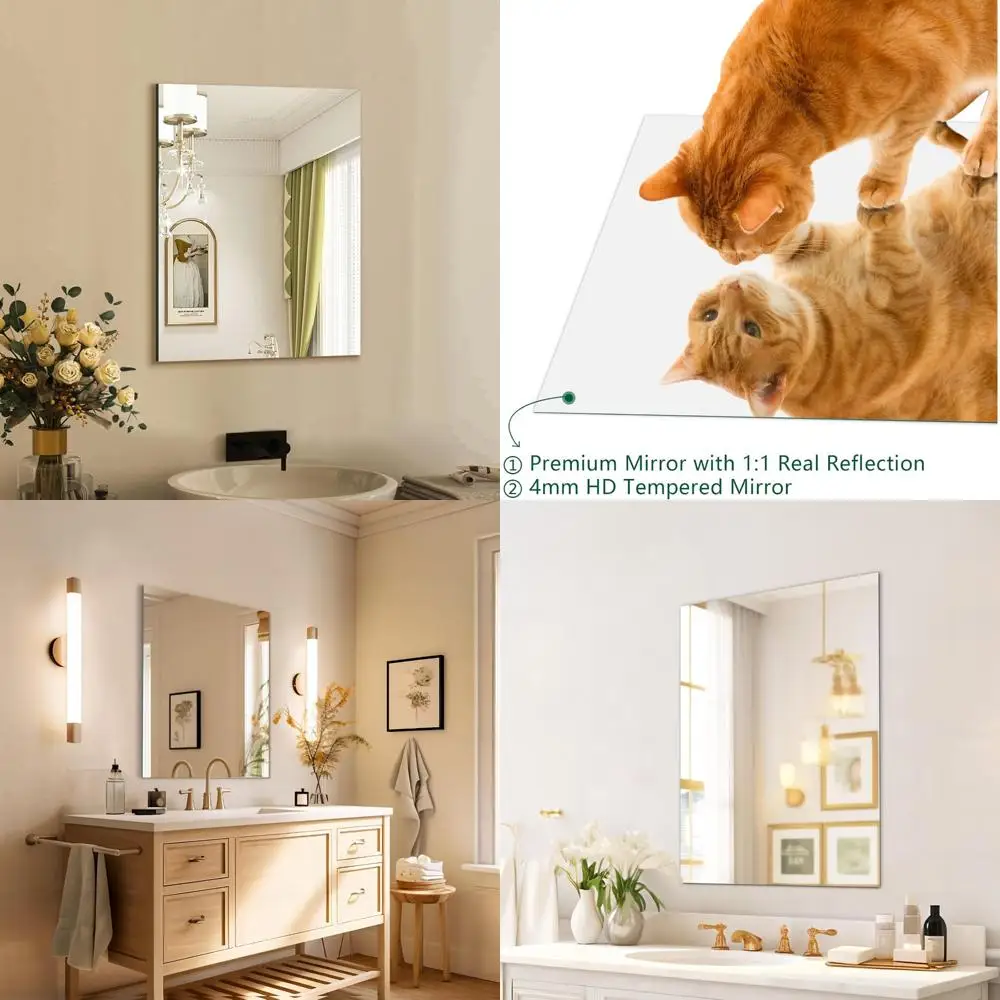 

Modern Rectangle Frameless Wall Mirror 18x24, Polished Edge Bathroom Mirror for Wall Mounting, Suitable for Horizontal or Vertic