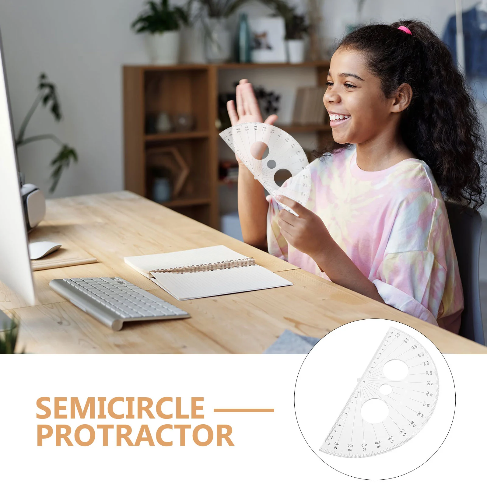 Righello in plastica trasparente Goniometro Triangolo Righello Goniometro Cancelleria per la scuola Mezza cerchio Righello Studente Disegno a nastro