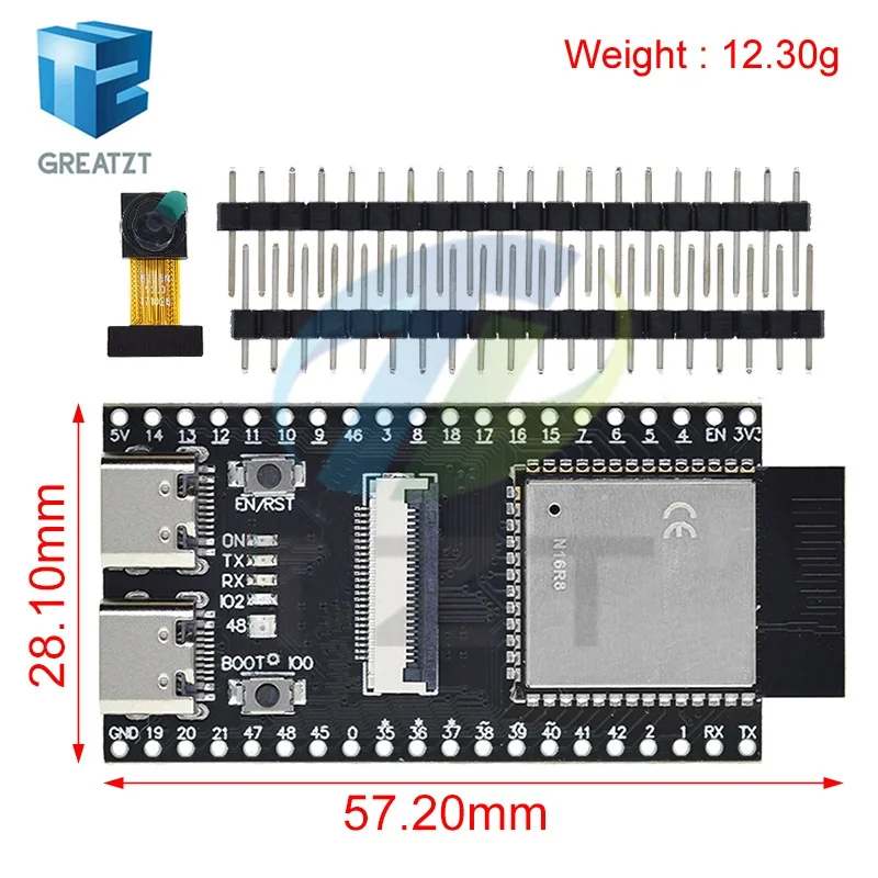 GREATZT ESP32-S3 N16R8 CAM Development Board WiFi+Bluetooth Module OV3660 Camera