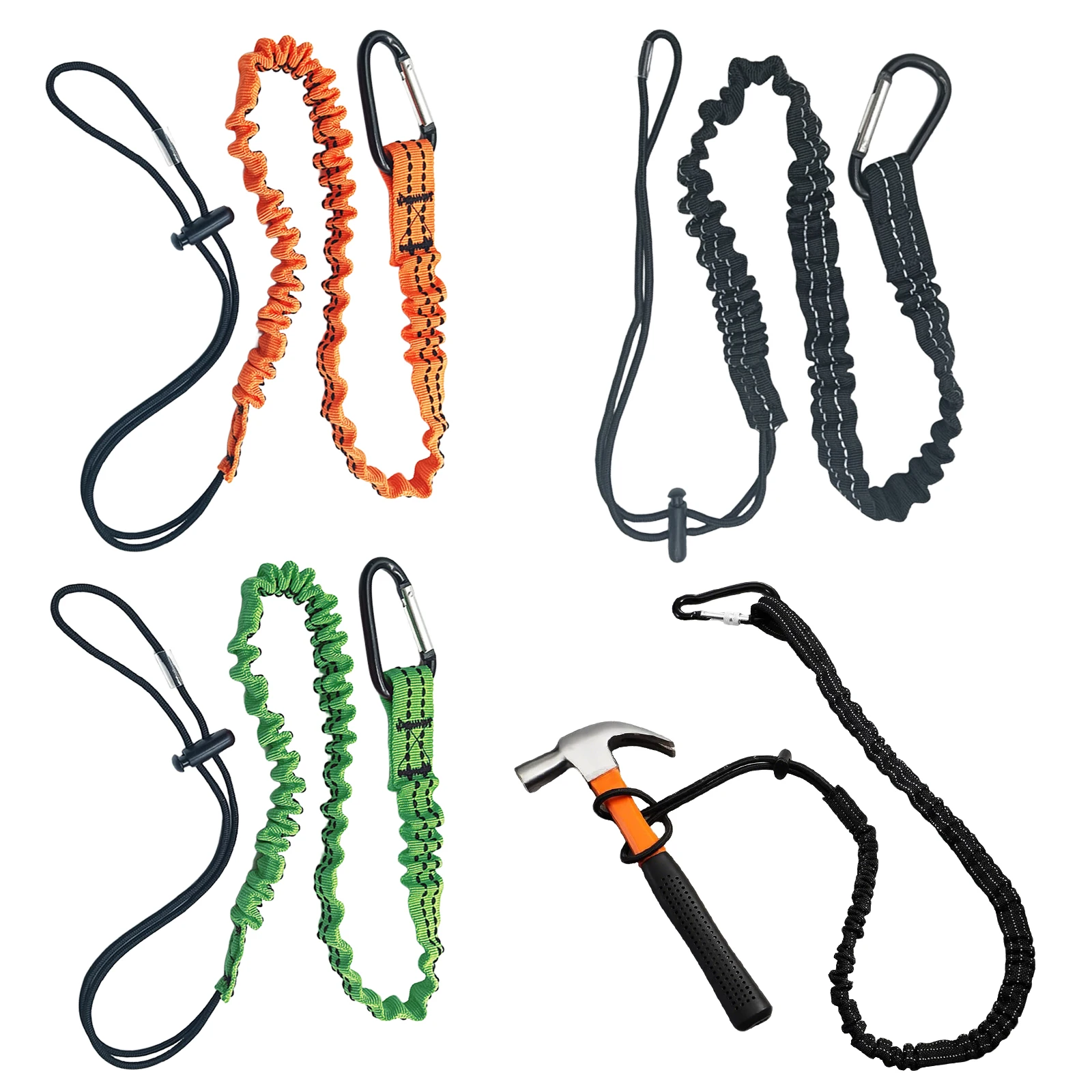 Cordes à outils à cordon élastique rétractable 1/5 avec verrous à vis en aluminium