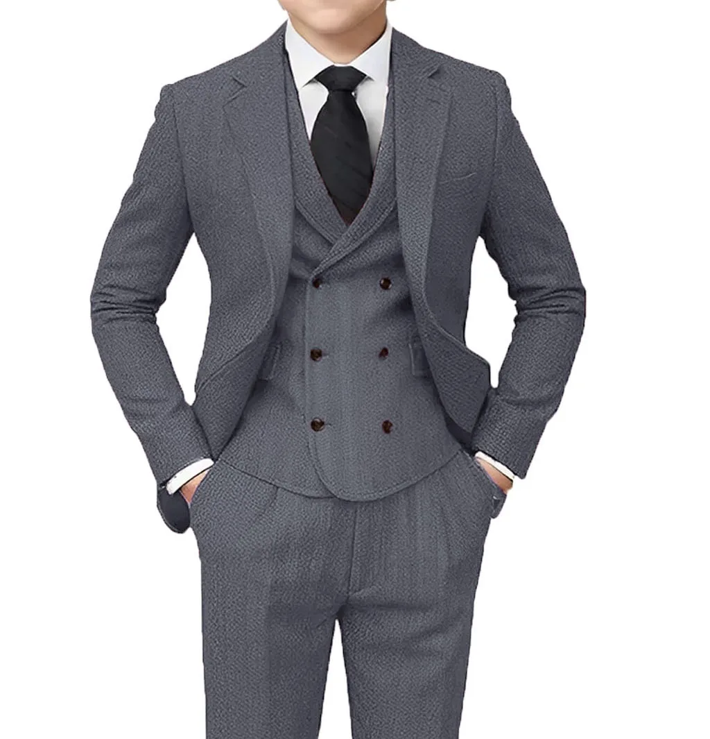 

Spring Autumn Men's 3 Piece Suit Set Jacket Vest Pants Solid Color suit Black Grey Business casual suit Men's fashionable suit