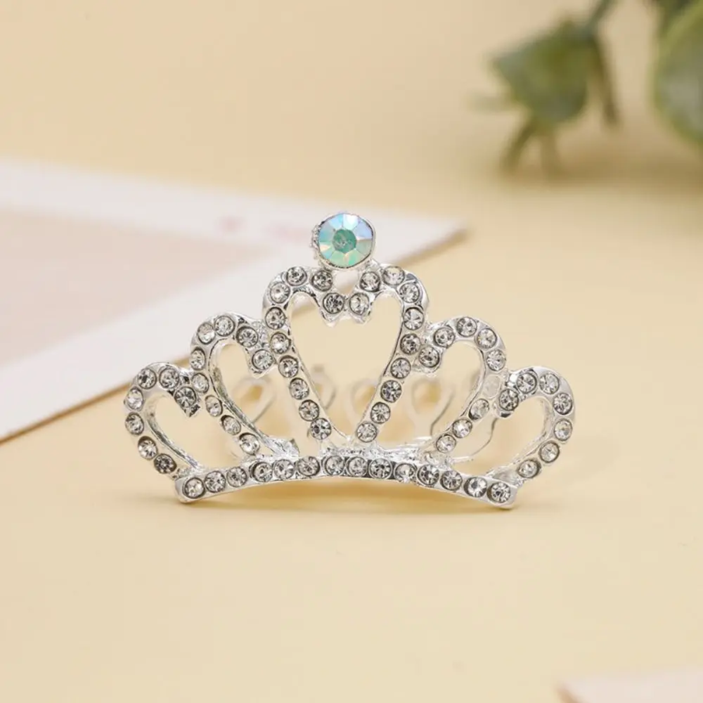 

Flower Crystal Crown Hair Comb Love Heart Hollow Children Tiara Headband Hair Styling Accessories Korean Style