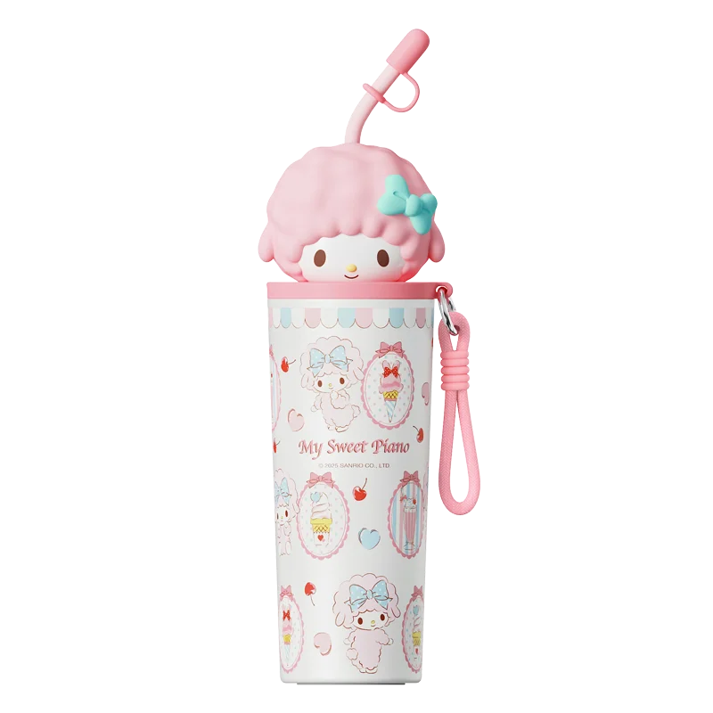 Sanrio 700ml Insulated Tumbler with Straw 316 Steel Travel Water Bottle 304 Steel Cute Cartoon Thermos Flask Coffee Mug Gift