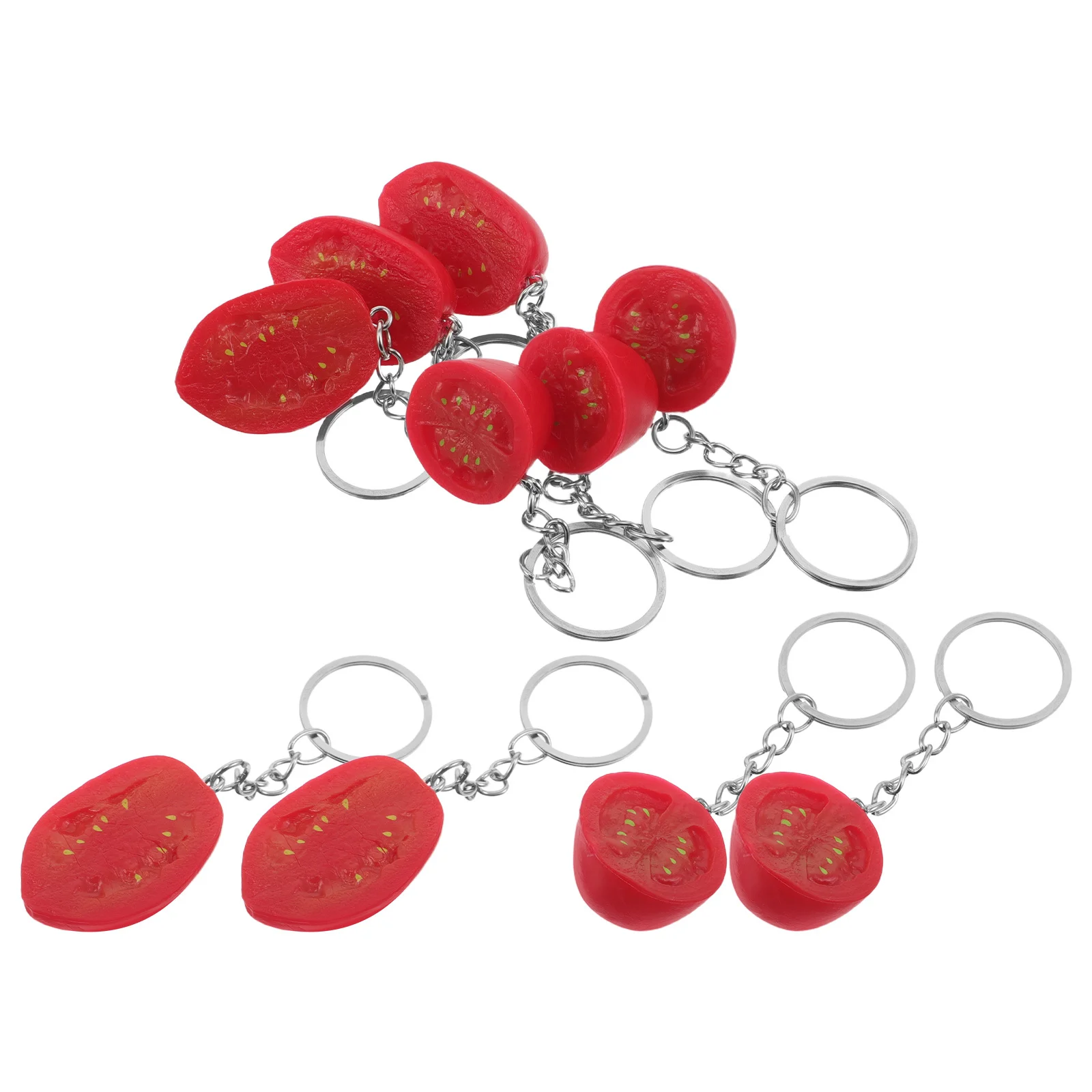 

10Pcs Cherry Tomato Keychain Funny Mini Half Tomato Pendant Cute Lightweight Fruit Charm for Bags Purses Handbag Decorations