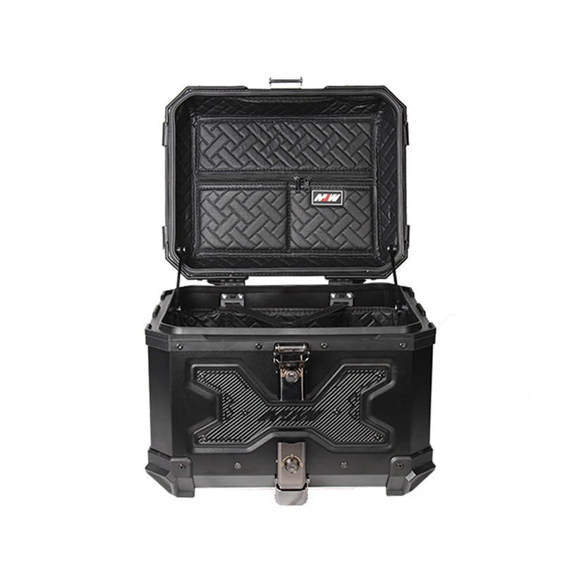 45L Aluminum Motorcycle Rear Luggage Tool Case with Bracket Base Plate Universal Tail Box Motorbike Trunk Waterproof Helmet Case