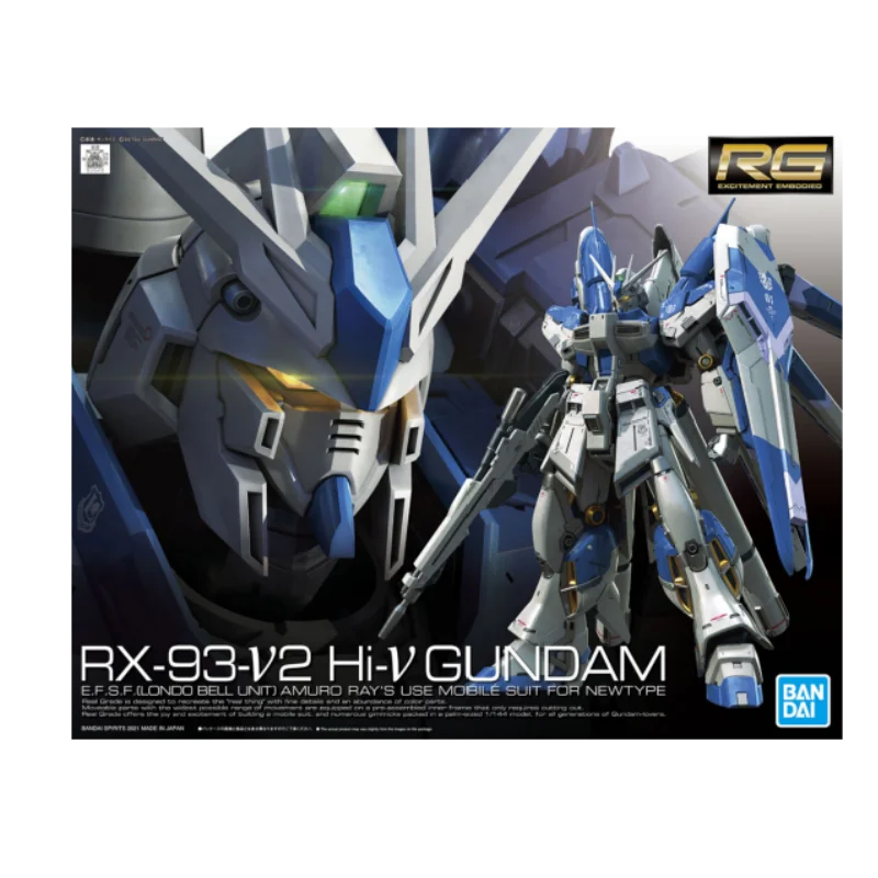 Bandai Figure Model RG RX-93-V2 Hi-v GUNDAM  Anime Toys Collectible Gift for Kids Genuine Brand New and Unopened