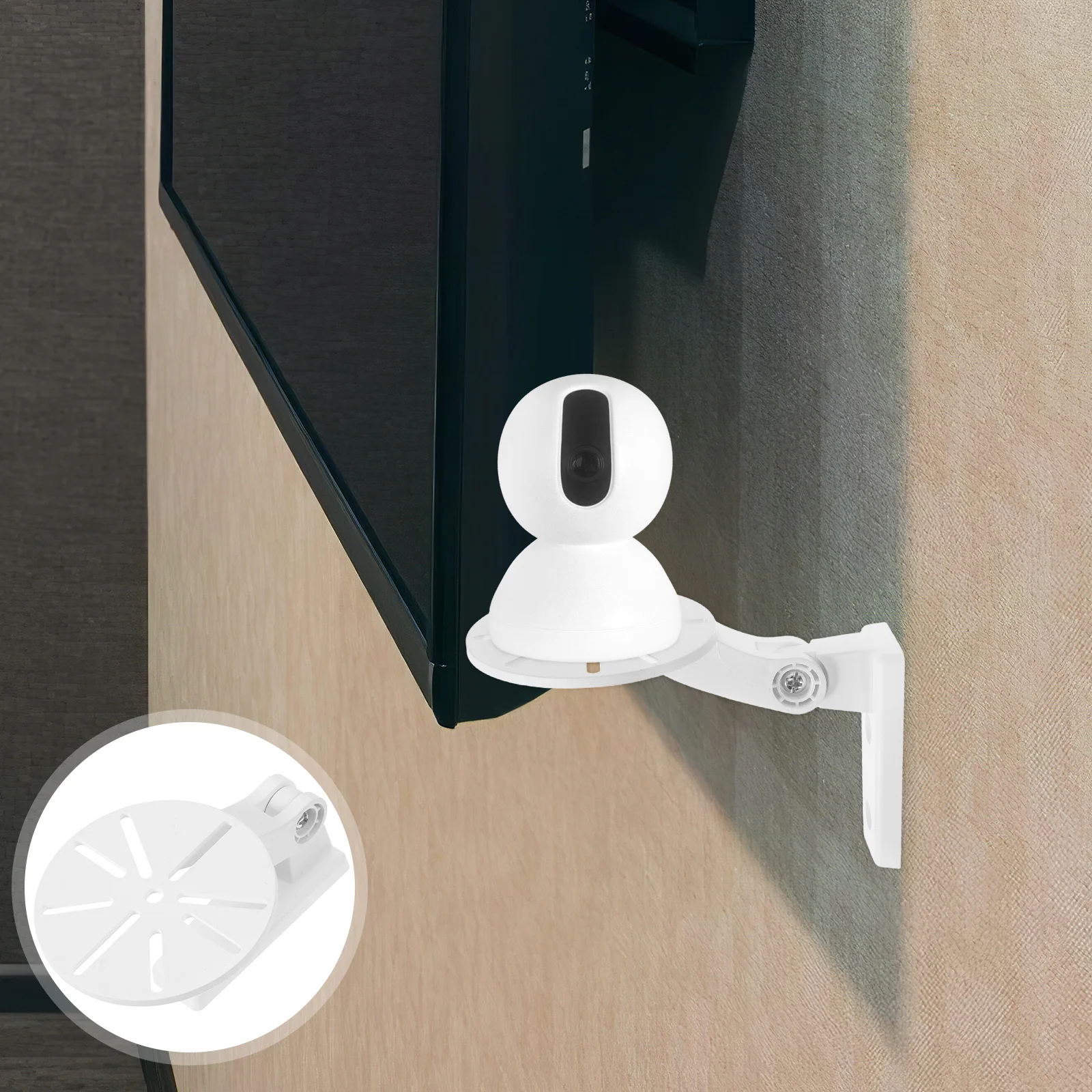 Camera Wall Mount Bracket No Drill Universal for Security Cameras Adjustable Angle Indoor Outdoor White Mounting Shelf for Dome