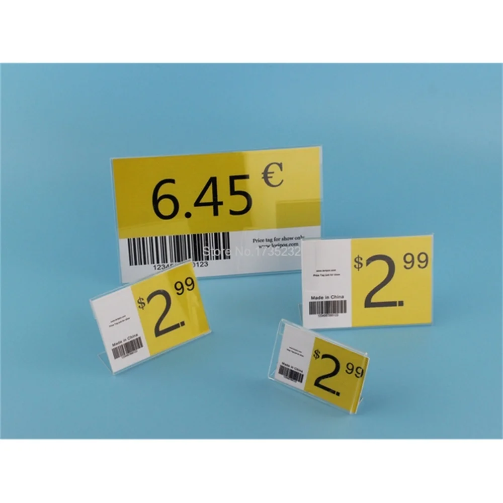 4*6cm 200 Pcs l Label Holder Acrylic Label Price Tag Display Frame Stand Price Tag Sleeve Sign Label Holder Case Label Frame