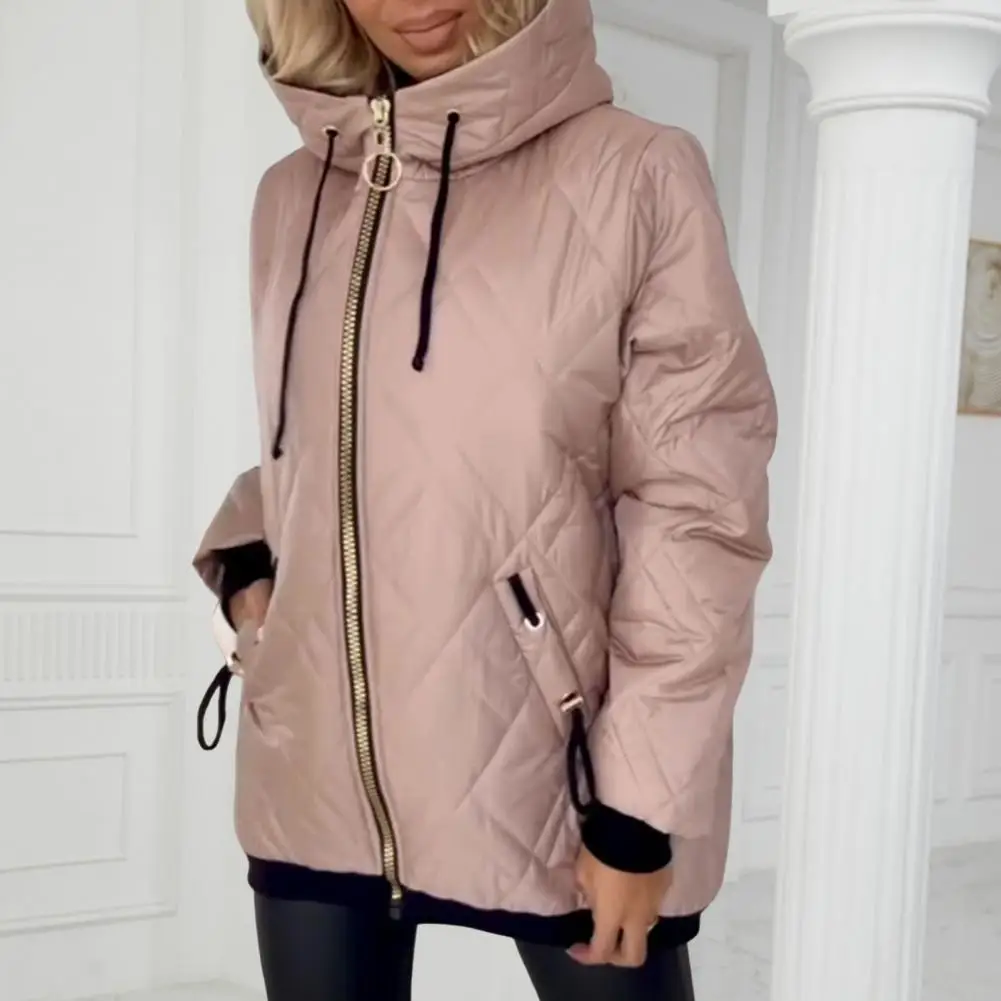 Winterdonsjas met capuchon en ritssluiting met trekkoord Winddicht gewatteerde bovenkleding Warmtebehoud Slim Fit Koud weerjas