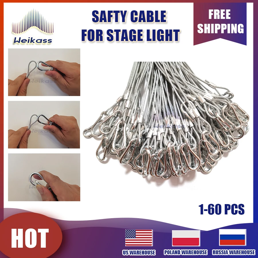 1-60 Cables  Length Rope Stage Light Safety Cable Steel Wire For Disco Light LED Moving Head Par Light