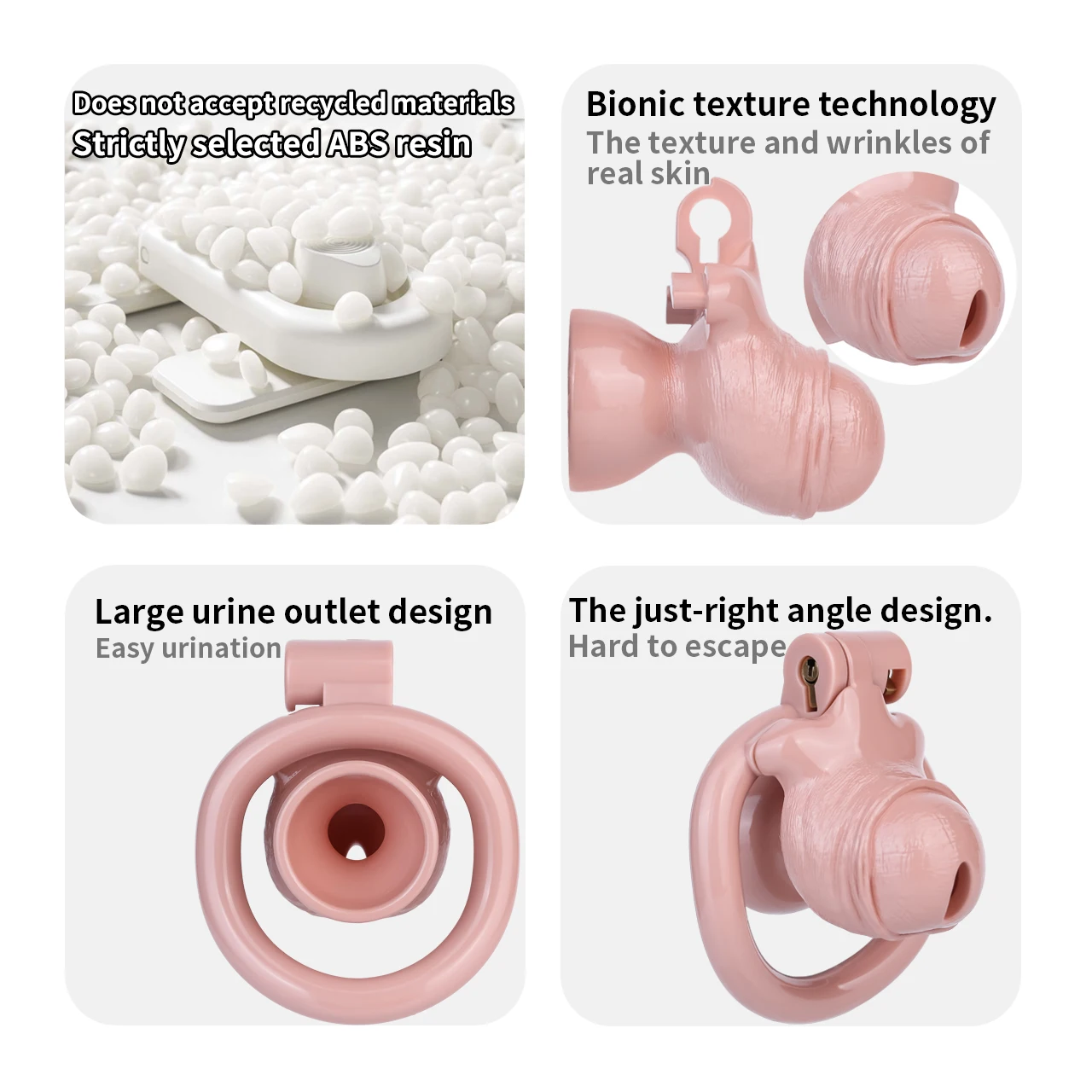LICKER New ABS Realistic Skin Black Penis Chastity Cage Dick Lock With Wearable Belt Penis Rings Cock Cages For Men Dick Bondage