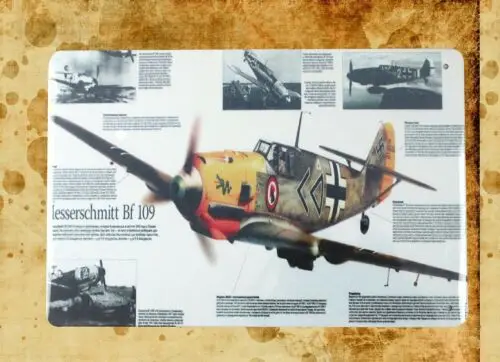 Messerschmitt Bf 109 Fighter Plane tin metal sign metal retro rustic