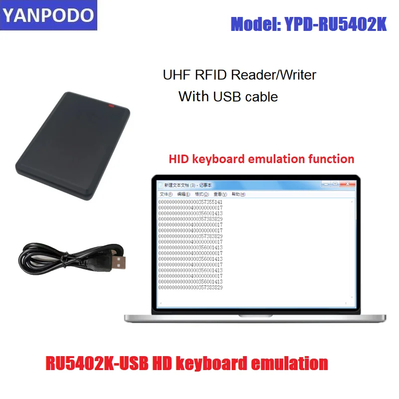 Imagem -06 - Yanpodo Uhf Leitor Escritor Rfid Faixa de Leitura Iso180006b Protocolo 6c Fornecer Sdk Desktop Copiadora Comunicador para Registros Marcas 01.5m