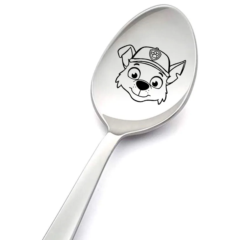 باو باترولز الأطفال الفولاذ المقاوم للصدأ ملعقة الكرتون أدوات المائدة الاطفال لطيف ملعقة شوربة صبي فتاة ملاعق كبيرة القهوة خلط الهدايا #4