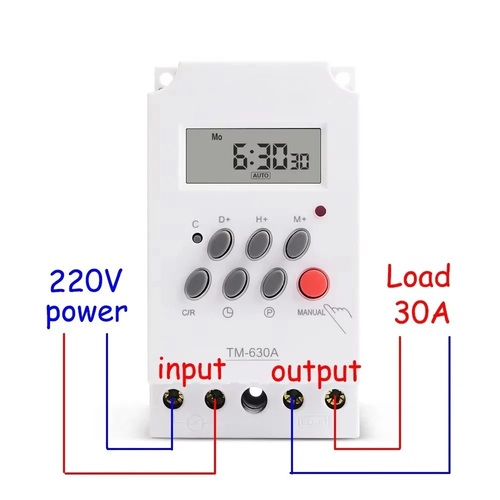 30AMP MINI 220V INTERRUPTOR TEMPERATOR 7 días programable 24 horas relé temporizador