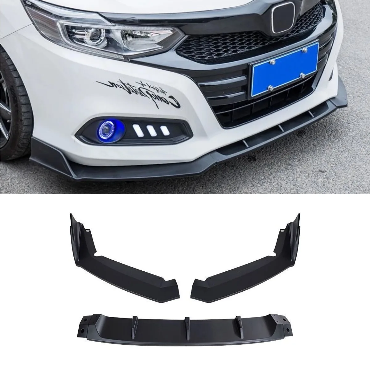 

Car Front Bumper Lip Splitter Diffuser Spoiler Body Kit for Honda Crider 2019-2021 Bumper Guard Cover Protector Car Accessories