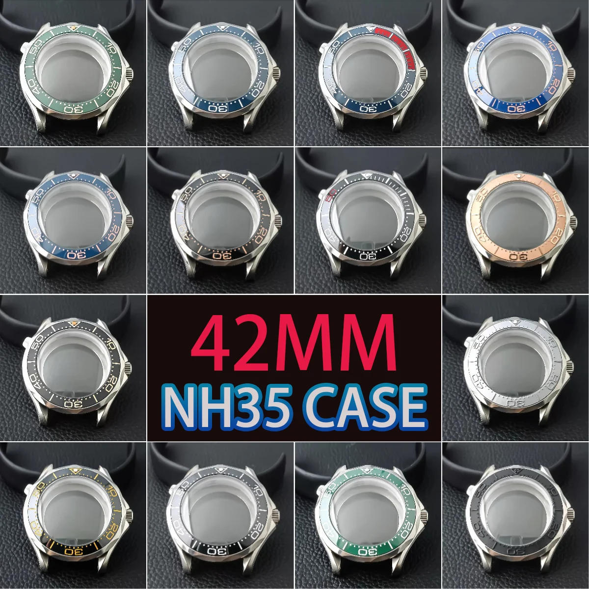 

42mm NH35 Silvery High Quality Case Diving Men's watches Fits NH34/35 NH36 movement 20mm strap Watch Box Watch parts Accessories