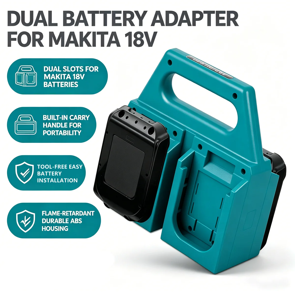 Portable Battery Holder with Handle for Makita 18V 14.4V BL1830 BL1850 BL1860 Storage Rack Wall Mount Slot Case Power Tool
