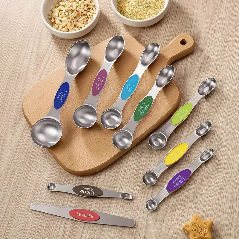 6/7/8/9-piece set Measuring Spoons Dual Sided Stainless Steel Magnetic Measuring Spoons Stackable Nesting Tablespoon