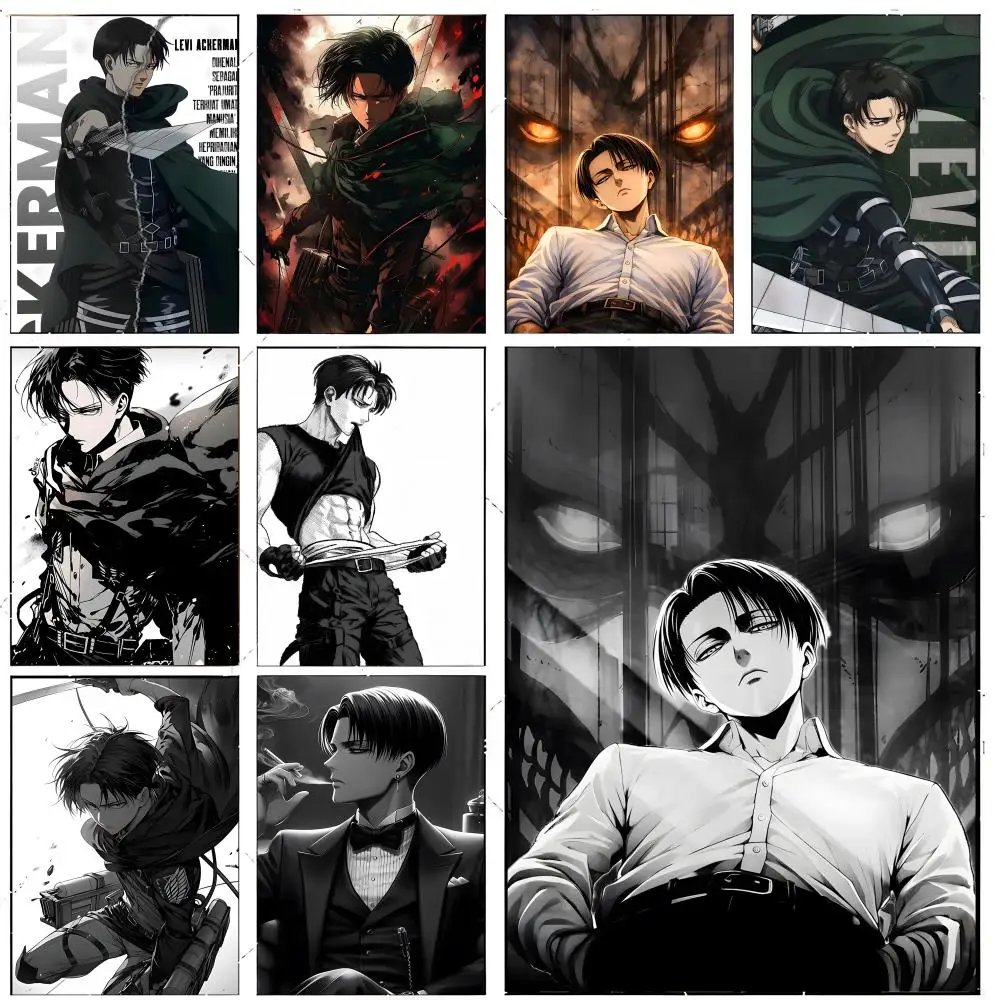 Póster de Anime Soldier A-Attack on Titan Levi Ackerman, arte decorativo prémium y regalo para el hogar, adornos para el salón del hogar