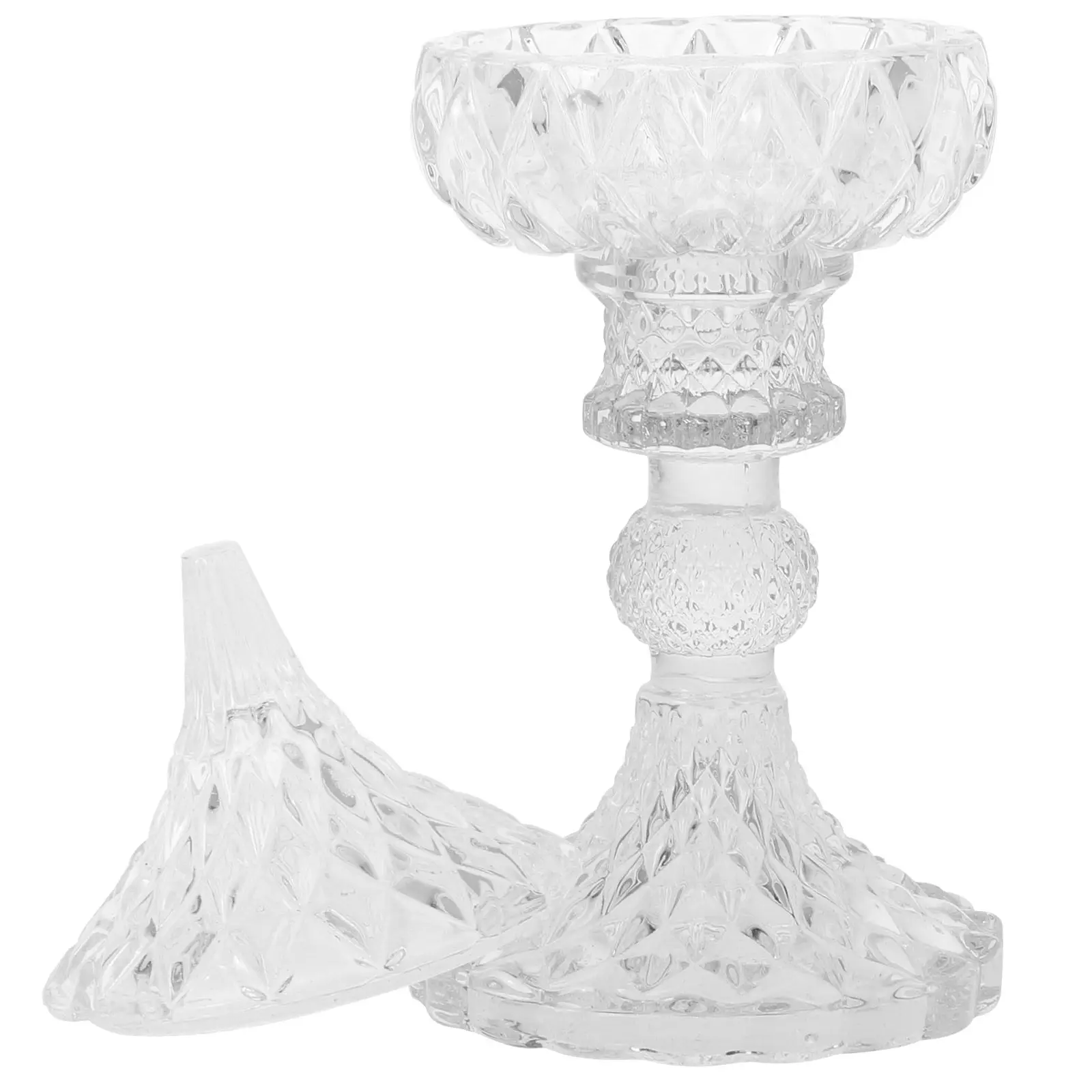 

European Style Embossed Glass Jewelry Storage Jar Footed Dessert Fruit Dish Tasting Platter Dried Fruit Tray Candy Holder Glass